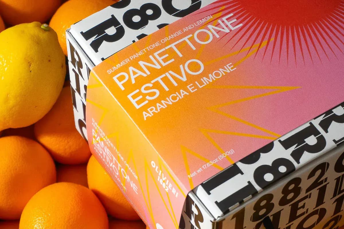 Confezione Panettone Estivo Olivieri 1882 arancia e limone su agrumi freschi